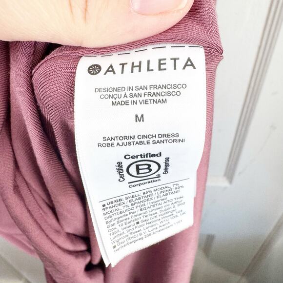 Athleta Santorini Knit Sleeveless Cinch Dress Size Medium M Dusty Rose Pink - Picture 7 of 13